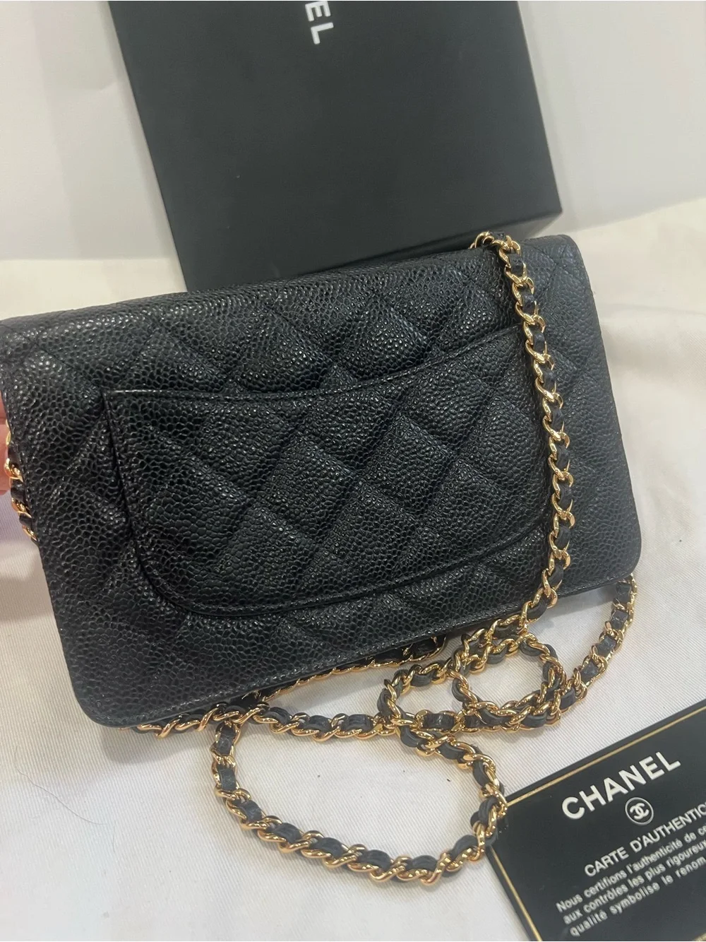 Chanel Classic Black Caviar WOC GHW